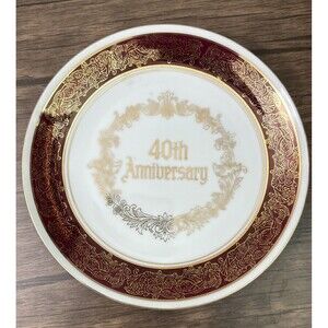 Enesco 40th ANNIVERSARY WISHES | Porcelain Plate | 8.5 Inches | Japan | 1983